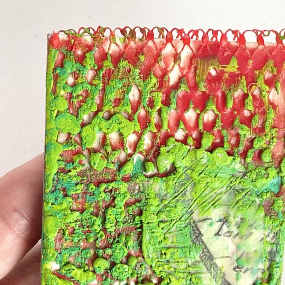 ATC ACEO Original 'Building Bridges' Encaustic Wax Collage Tristina Elmes - Picture 5 of 7